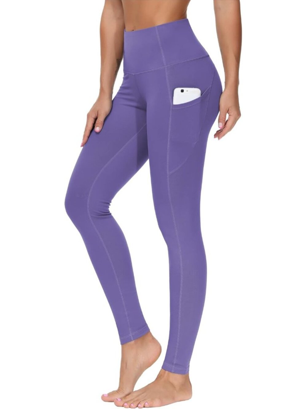 Women's Bright Purple Thick High Waist Tummy Control Workout Yoga Leggings
